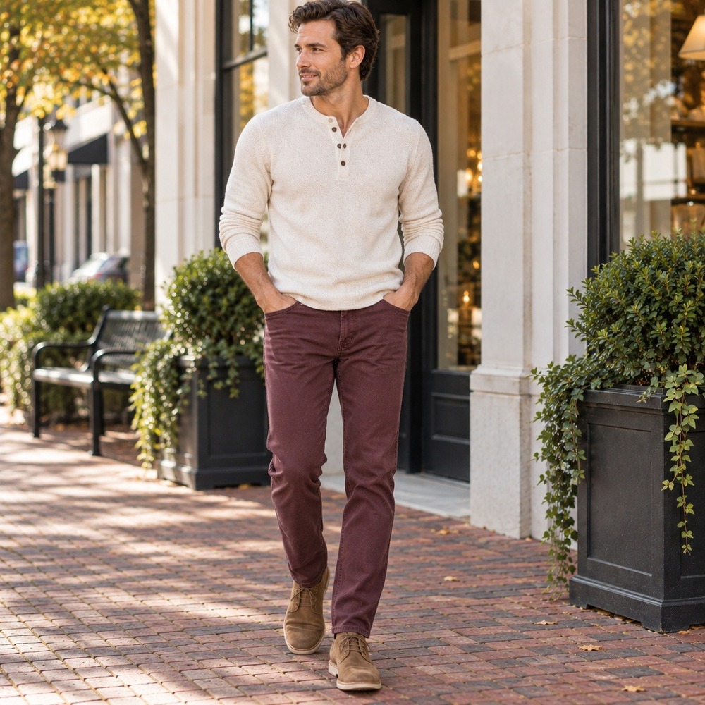 AG Adriano Goldschmied Jeans The Tellis Modern Slim Stretch Burgundy Men's 33x32